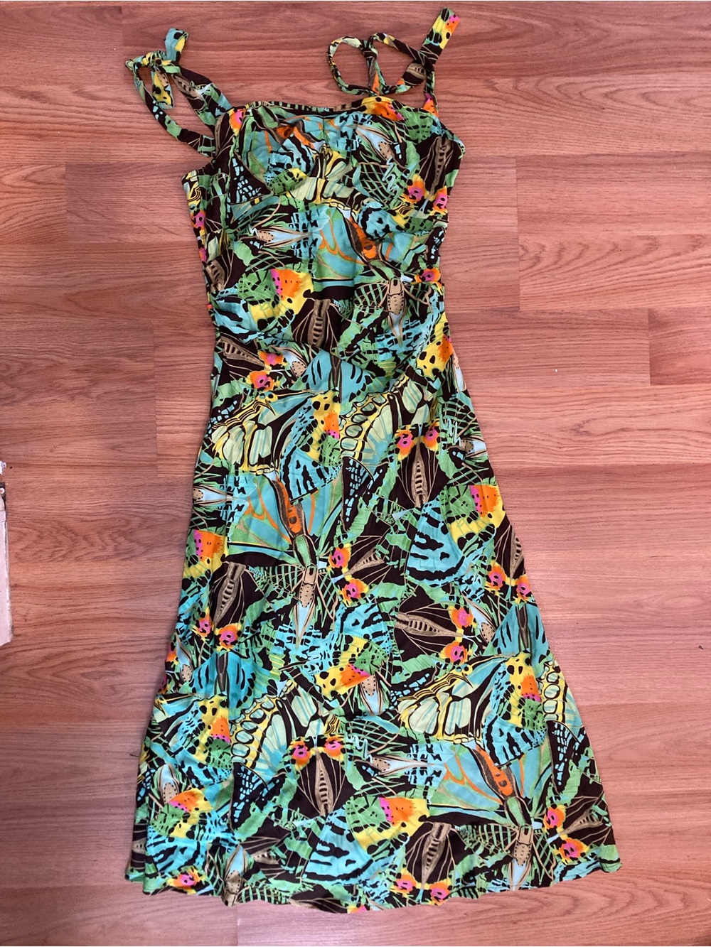 Vintage Diane Von Furstenberg Slip Midi Butterfly Print Sleeveless Dress Y2K - Picture 3 of 8